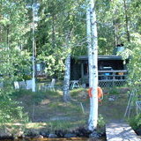 Hut complex from jetty - Vuolenkoski